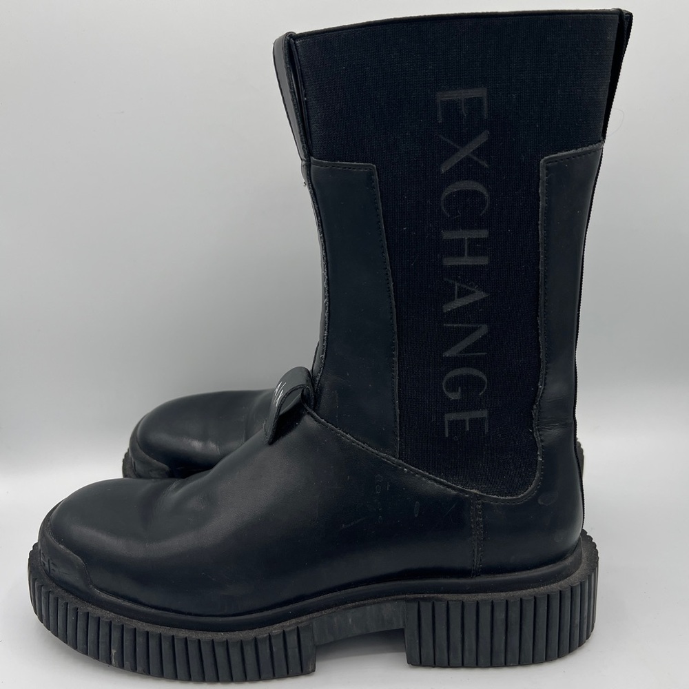 Armani Exchange Women's Leather Biker Boots Black US Size 8